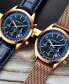 Men's Quartz Chronograph Date Rose Gold-Tone Stainless Steel Mesh Bracelet Watch 44mm