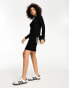 Фото #3 товара Object knitted high neck jumper mini dress in black