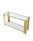 Gold Glass Console Table, 55" with Sturdy Metal Base