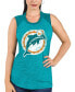 Фото #7 товара Women's Aqua Miami Dolphins Retro Tri-Blend Raglan Muscle Tank Top