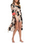 ფოტო #4 პროდუქტის Women's Printed Satin Wrap Robe