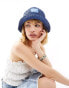 Фото #1 товара COLLUSION straw branded bucket hat in blue