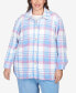 ფოტო #1 პროდუქტის Plus Size Swiss Chalet Collared Plaid Shirt Jacket