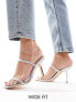 Фото #1 товара Glamorous Wide Fit two strap mule heeled sandals in silver