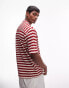 Topman short sleeve stripe crochet holiday shirt in red