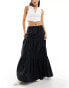 Фото #1 товара Weekday Nico tiered maxi skirt in black