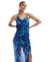 ONLY Tall strappy maxi dress in blue watercolour print MARINEAKADEMIE, L - EU 40-42 - фото #2