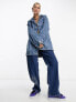 Фото #4 товара ASOS DESIGN Smiley denim shacket in mid wash blue