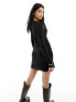 Фото #5 товара Weekday Nicole double layer semi-sheer knit mini dress in black