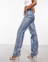 Фото #5 товара KYO The Brand – Metallic-Jeans in in blauer Waschung mit weitem Bein