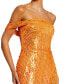 Women's One Shoulder Mesh Sequin Gown With Slit