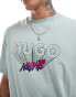 HUGO Blue nassano t-shirt in light green with logo chest print