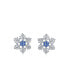 Holiday Party Flower Christmas Winter Clear Blue Cubic Zirconia Accent CZ Snowflake Stud Earrings For Women Teen .925 Sterling Silver