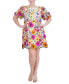Plus Size 3D Embroidered-Florals Puff-Sleeve Dress