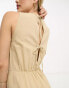 Фото #6 товара Vero Moda Tall linen touch tie back jumpsuit with pleat front wide leg in beige