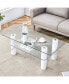 Фото #1 товара Double layered glass coffee table with white decorative columns and CT-X02 functionality