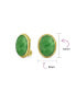 ფოტო #4 პროდუქტის 7CT Oval Cabochon Oval Dyed Green Jade Rope Cable Bezel 14K Gold Plated .925 Sterling Silver Clip On Earrings For Women Clip Only Is Alloy
