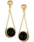 ფოტო #3 პროდუქტის Onyx Wire Wrap Drop Earrings in 10k Gold