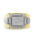 ფოტო #2 პროდუქტის Men's Diamond Two-Tone Cluster Ring (1/2 ct. t.w.) in Sterling Silver Or 18k Gold Over Silver