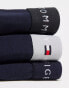 Tommy Hilfiger signature cotton essentials 3 pack trunks in navy with coloured waistband