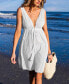 ფოტო #2 პროდუქტის Women's White Tassel Eyelet Cover-up Beach Dress