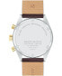 ფოტო #3 პროდუქტის Men's Datron Swiss Quartz Chrono Brown Leather Watch 40mm