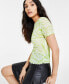ფოტო #3 პროდუქტის Women's Printed Mesh Lettuce-Edged T-Shirt, Created for Macy's