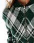 Фото #8 товара Mango tartan zip front knitted jacket in green