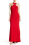 Фото #1 товара Marina 156447 Women's Princess Halter Solid Gown Sleeveless Red Sz. 10