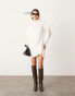 ASOS EDITION jersey crepe long sleeve knot detail mini dress in ivory Бежевый, 38 - фото #1