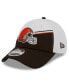 Фото #4 товара Men's White, Brown Cleveland Browns 2023 Sideline 9FORTY Adjustable Hat