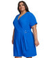 ფოტო #3 პროდუქტის Plus Size V-Neck Short-Sleeve Scuba-Crepe A-Line Dress