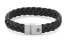 Black leather bracelet Braided Black Matt RR-M0025-S