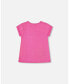 ფოტო #2 პროდუქტის Girl Bright Shiny Rib T-Shirt Fuchsia Pink - Child