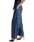 Фото #3 товара Women's High Rise Belted Wide-Leg Cotton Denim Cargo Pants