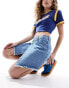 Фото #8 товара Something New Denim asymmetric mini skirt in medium blue wash