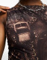 Фото #6 товара Tammy Girl slash neck slinky mini dress in leather patchwork print