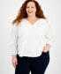 Фото #1 товара Plus Size Embroidered Eyelet-Trim Top, Created for Macy's