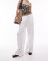 Topshop Tall linen tie waist wide leg trs in white