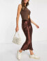 Фото #1 товара Topshop premium maxi bias satin skirt in chocolate