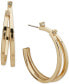 Gold-Tone Medium Pavé Double-Row C-Hoop Earrings, 1.38"