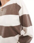 Pull&Bear oversized long sleeve t-shirt in brown stripe