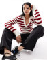 Фото #1 товара Stradivarius STR knit polo top in red stripe