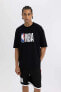 Фото #3 товара DeFactoFit NBA Wordmark Regular Fit Bisiklet Yaka Kısa Kollu Tişört