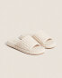 Waffle-knit platform slippers