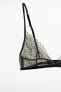 Embroidered lace triangle bra