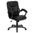 Фото #4 товара Mid-Back Black Leather Overstuffed Swivel Task Chair With Arms
