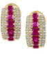 ფოტო #3 პროდუქტის EFFY® Ruby (1-1/3 ct. t.w.) & Diamond (1/2 ct. t.w.) Curved Hoop Earrings in 14k Gold