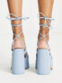 Daisy Street platform heeled sandals in baby blue