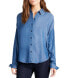 William Rast Women's Aster Chambray Denim Shirt Blouse Blue L